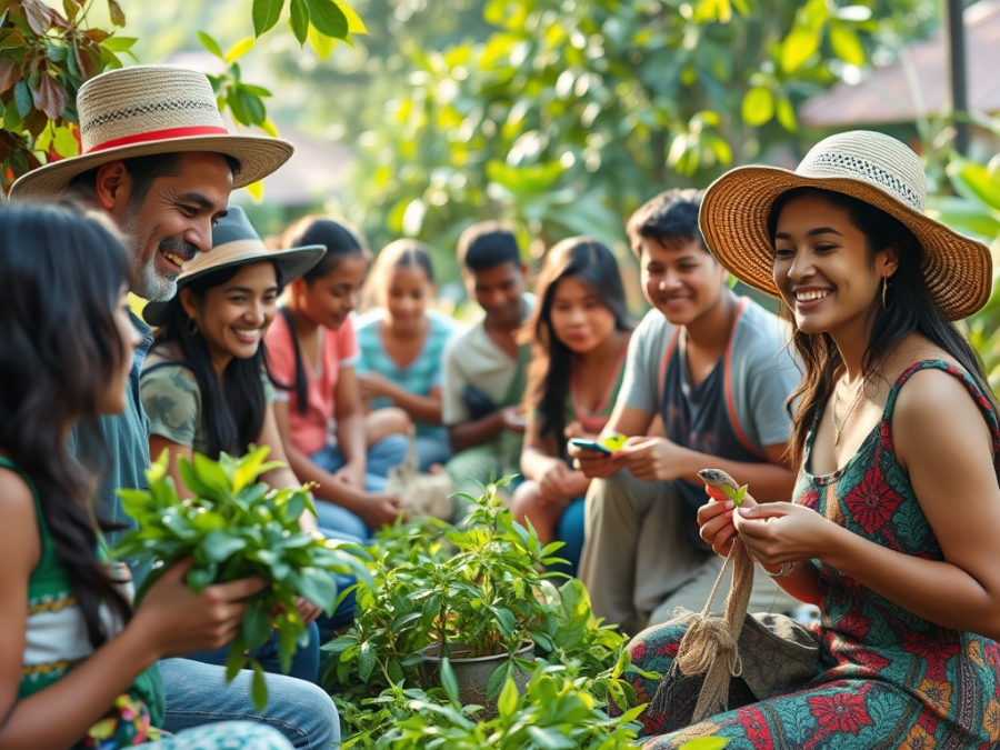 family in the garden