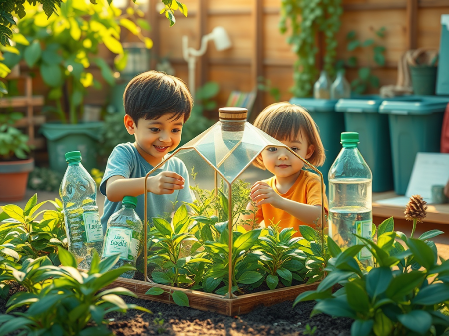 Eco-kids and their mini green house