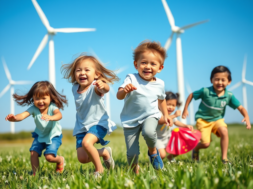 children and their wind turbines