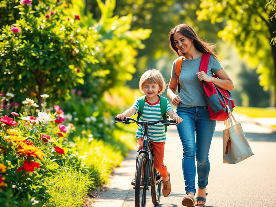 son riding beside his Mom