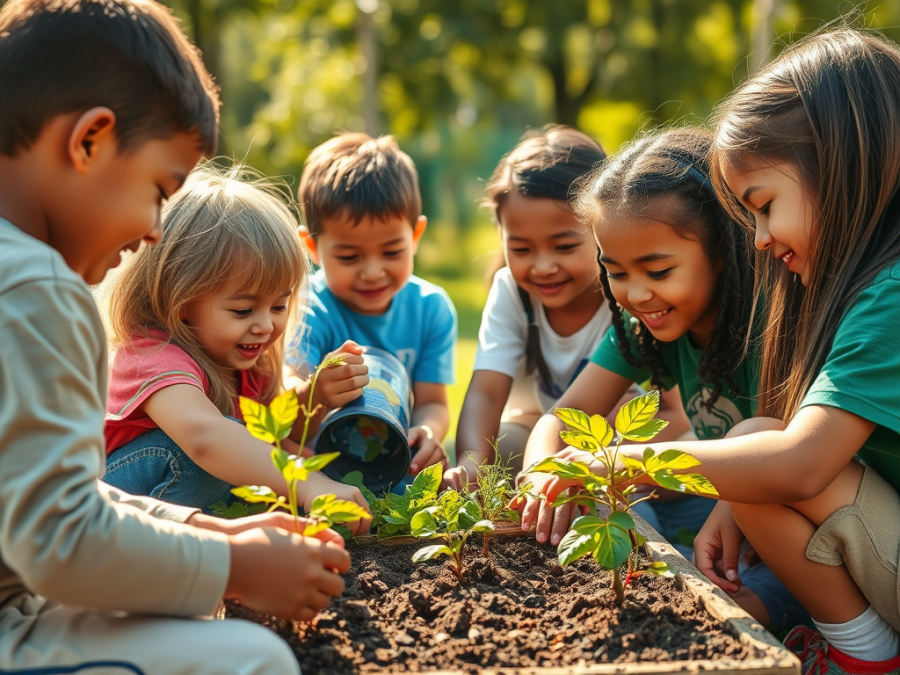 children in the garden