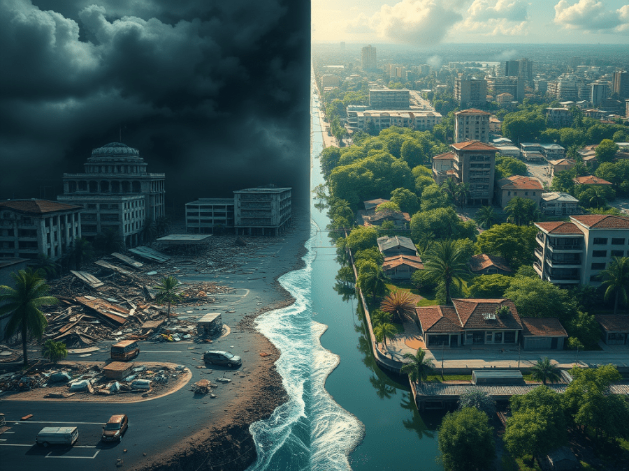 polluted air and clean air