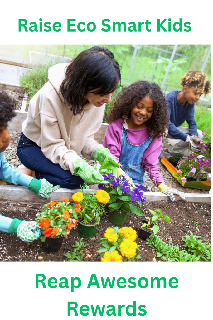 mother and child in garden, eco smart